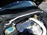 White powdercoated Strut Tower Brace installed on S60R