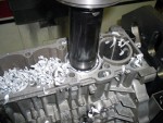 B5254T4 engine block for a Volvo S60R/V70R being machined for Darton Cylinder Sleeves