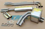 Rear view of TME Exhaust System installed on S60R