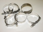 High quality stainless steel T-bolt hose clamps available in three different sizes