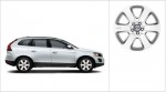 Bright Silver Minos wheel mounted on an XC70