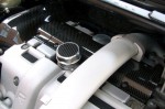 Carbon Fiber Spark Plug Cover and Cam Pulley cover installed with Carbon Fiber Oil Filler Cap on S60R